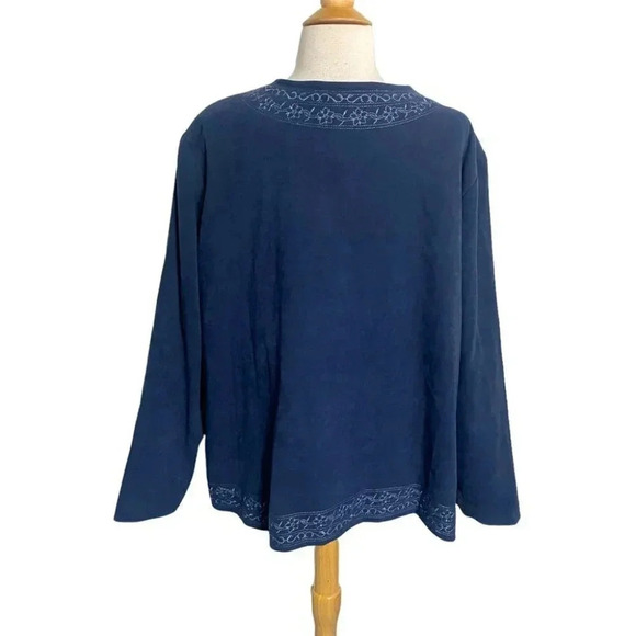 Susan‎ Graver 2X plus-size boho faux suede blue embroidered jacket Lagenlook - Picture 6 of 7